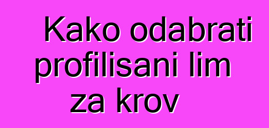 Kako odabrati profilisani lim za krov