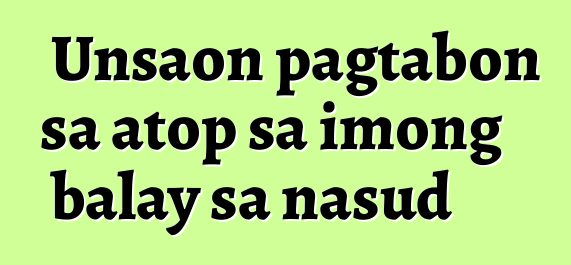 Unsaon pagtabon sa atop sa imong balay sa nasud