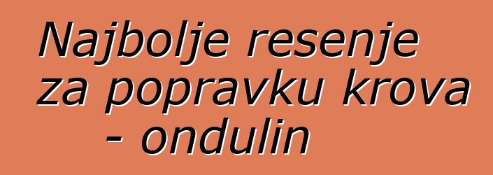 Najbolje rešenje za popravku krova - ondulin