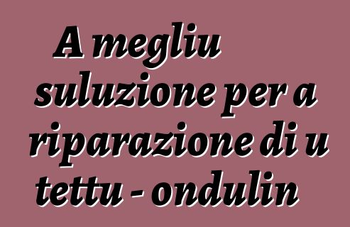 A megliu suluzione per a riparazione di u tettu - ondulin