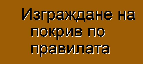 Изграждане на покрив по правилата