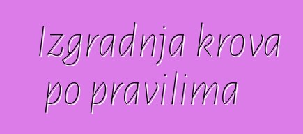 Izgradnja krova po pravilima