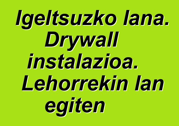 Igeltsuzko lana. Drywall instalazioa. Lehorrekin lan egiten