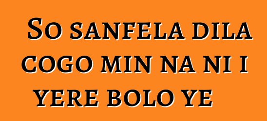 So sanfɛla dila cogo min na ni i yɛrɛ bolo ye