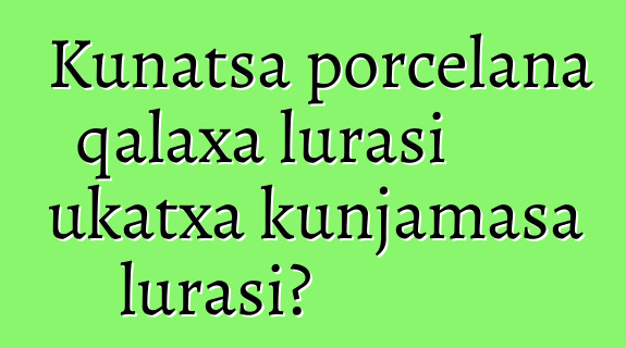 Kunatsa porcelana qalaxa lurasi ukatxa kunjamasa lurasi?