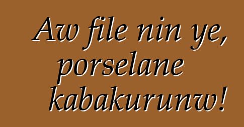 Aw filɛ nin ye, porselanɛ kabakurunw!