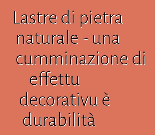 Lastre di pietra naturale - una cumminazione di effettu decorativu è durabilità