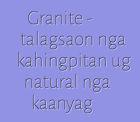 Granite – talagsaon nga kahingpitan ug natural nga kaanyag