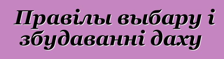 Правілы выбару і збудаванні даху