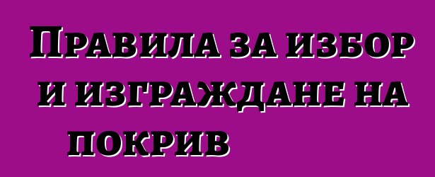 Правила за избор и изграждане на покрив