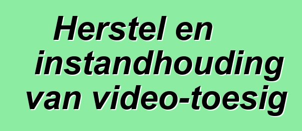 Herstel en instandhouding van video-toesig