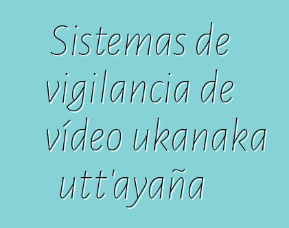 Sistemas de vigilancia de vídeo ukanaka utt’ayaña