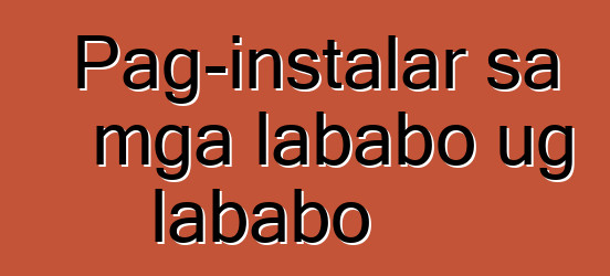 Pag-instalar sa mga lababo ug lababo