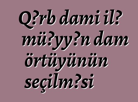 Qərb damı ilə müəyyən dam örtüyünün seçilməsi